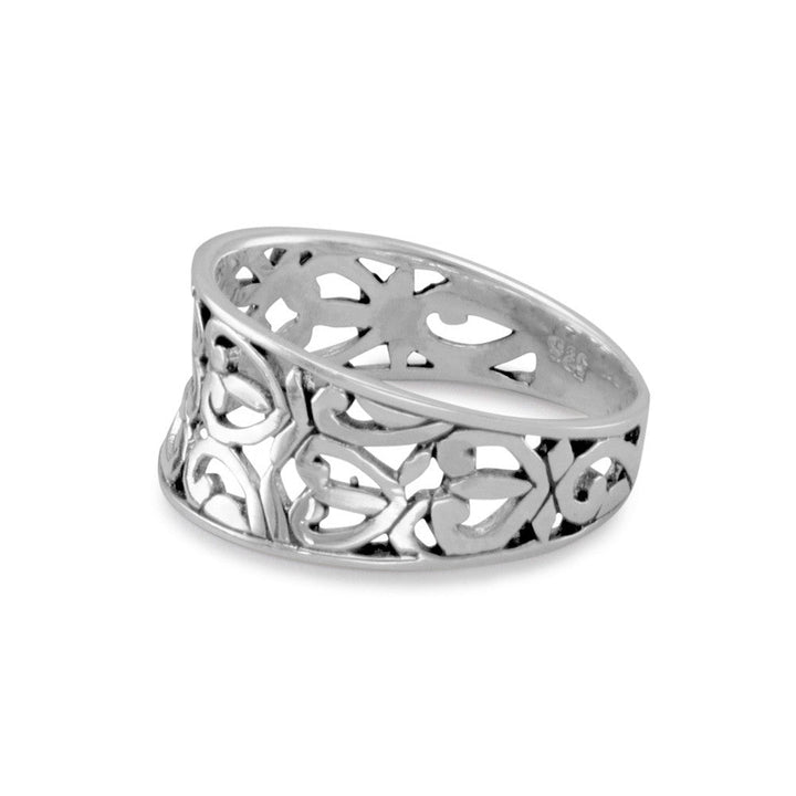 Earth Song Jewelry sterling silver heart design ring from the side