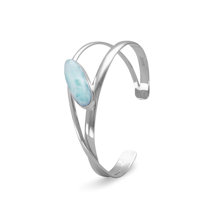 Earth Song Jewelry sterling silver larimar bangle bracelet on side