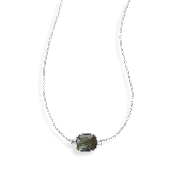 Earth Song Jewelry sterling silver square Labradorite Necklace