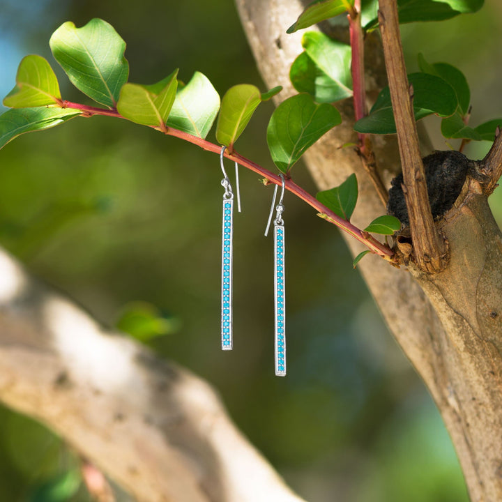 Earth Song Jewelry sterling silver turquoise long bar earrings