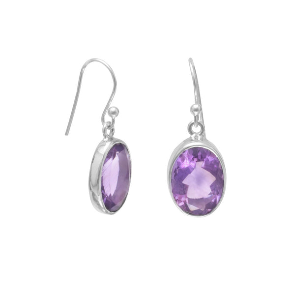 Earth Song Jewelry Faceted Amethyst French Wire Earrings