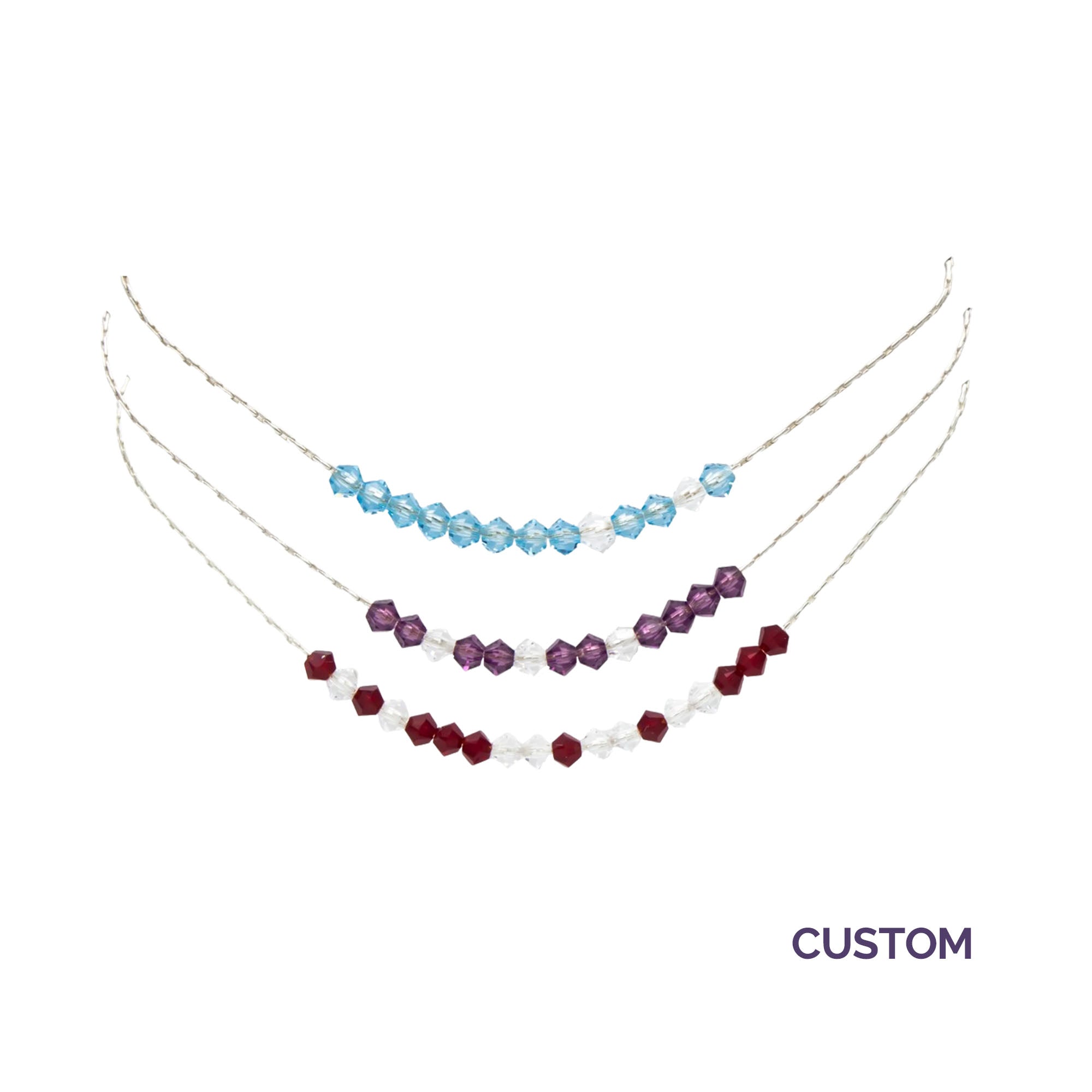 Custom Crystal Chip Bead Bar Necklace Luna Tide