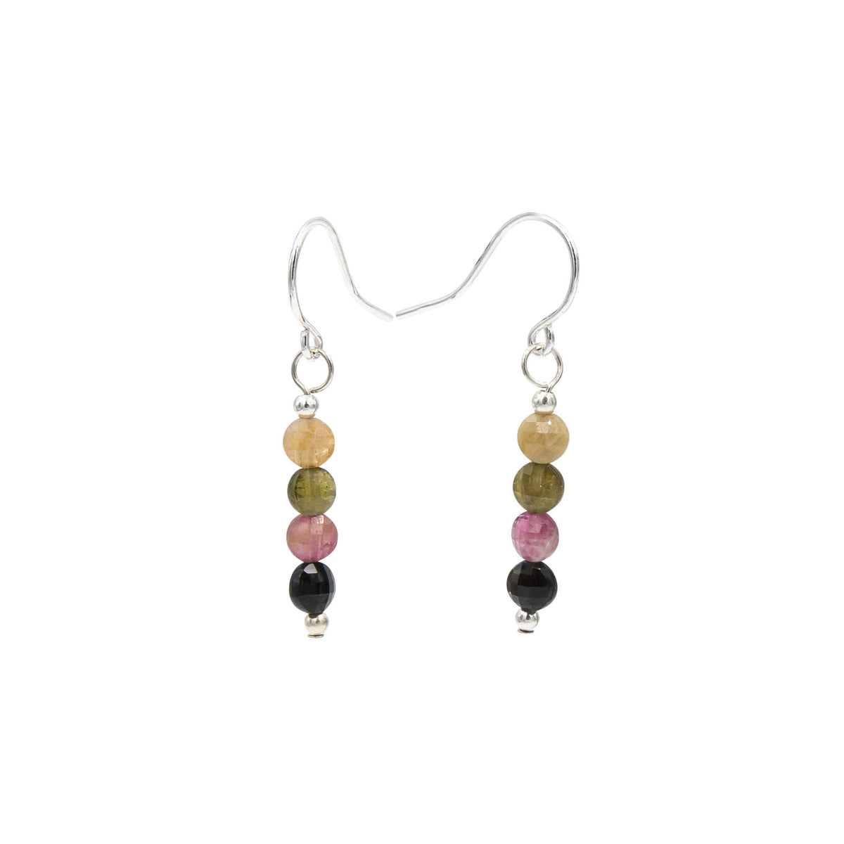 Earth Song Jewelry ~ Multicolor Tourmaline Natural Stone ~ Sterling Silver Handmade Earrings