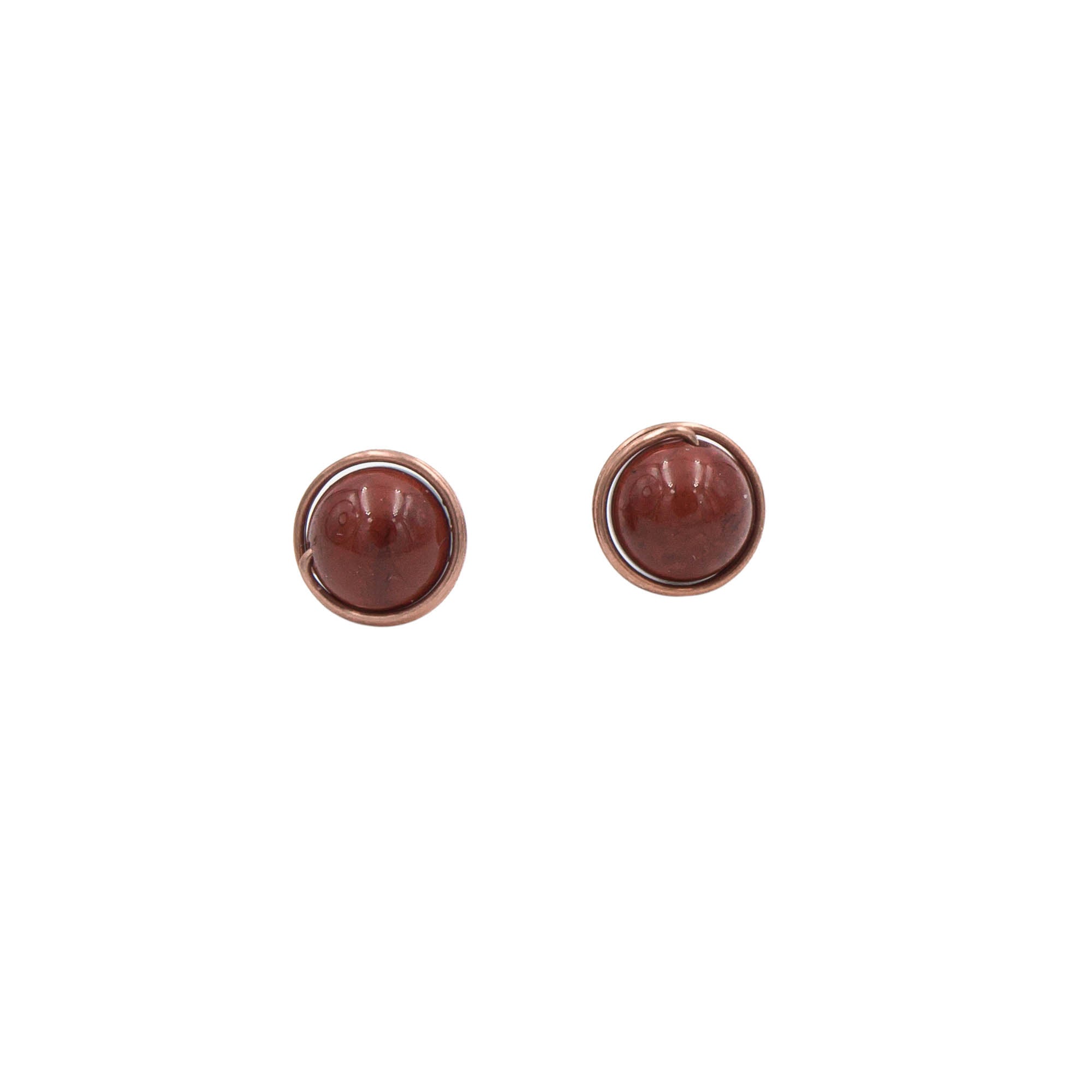 Earth Song Jewelry ~ Handmade Red Jasper Copper stud post earrings