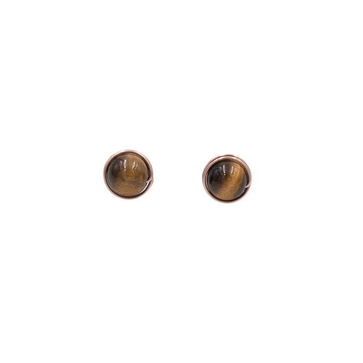 Earth Song Jewelry ~ Copper Wrapped Tigereye Stud Post Earrings