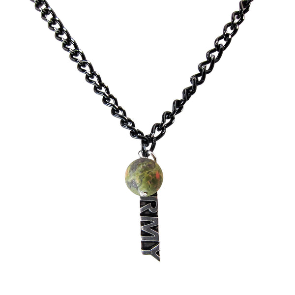 Earth Song Jewelry ~ Handmade ARMY necklace with cammo colored Unakite stone for men or women at Earth Song Jewelry