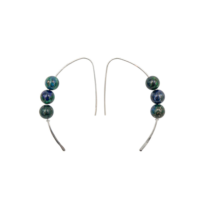 Earth Song Jewelry - Handmade Azurite Curves Sterling Silver Earrings