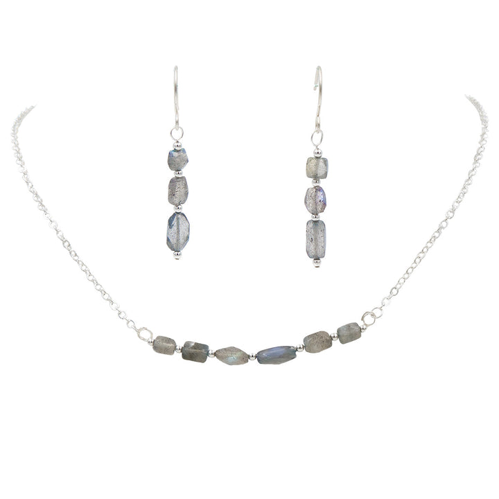 Earth Song Jewelry Handmade Labradorite Necklace & Earring Set In Silver