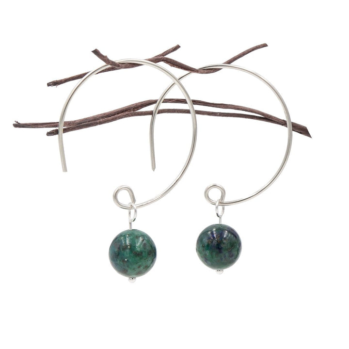 Earth Song Jewelry - Azurite Hoop Argentium Sterling Silver Earrings ~ Handmade