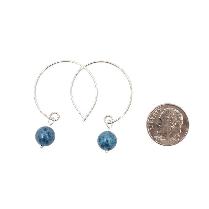 Earth Song Jewelry - Denim Lapis Hoop Curves Sterling Silver Handmade Earrings Sizing
