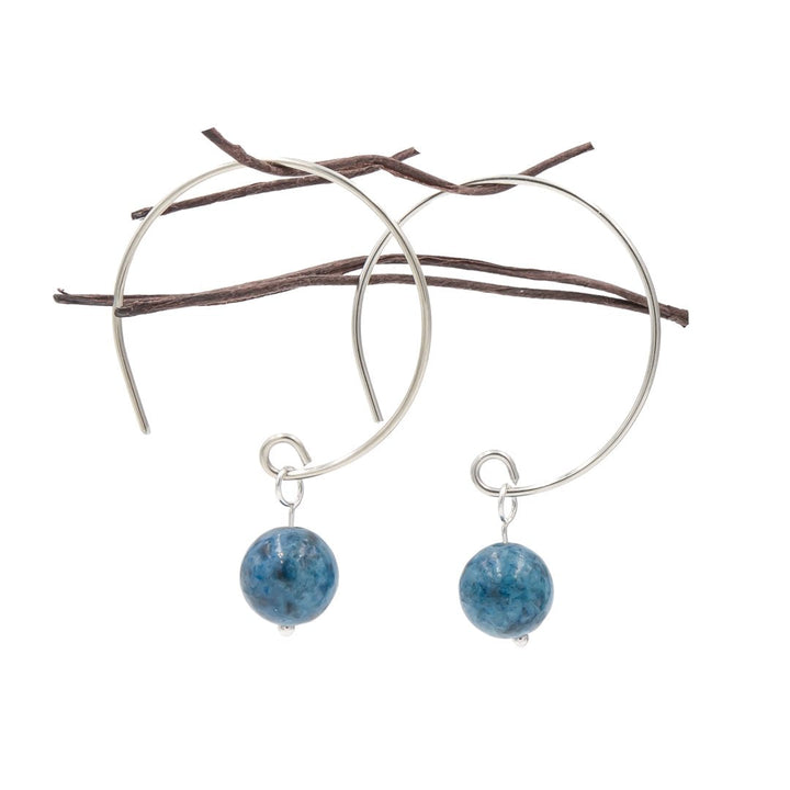 Earth Song Jewelry - Denim Lapis Hoop Curves Argentium Sterling Silver Handmade Earrings