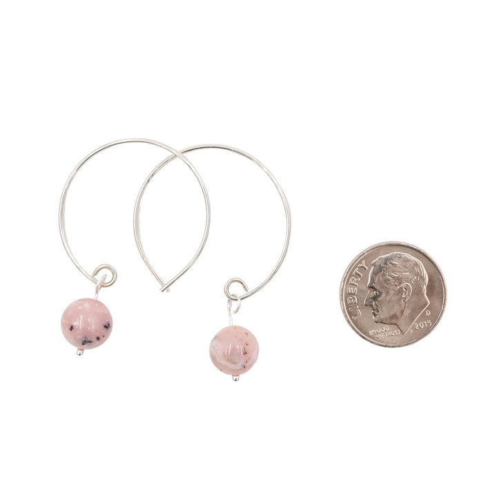 Earth Song Jewelry - Pink Peruvian Opal Hoop Argentium Sterling Silver Earrings Sizing