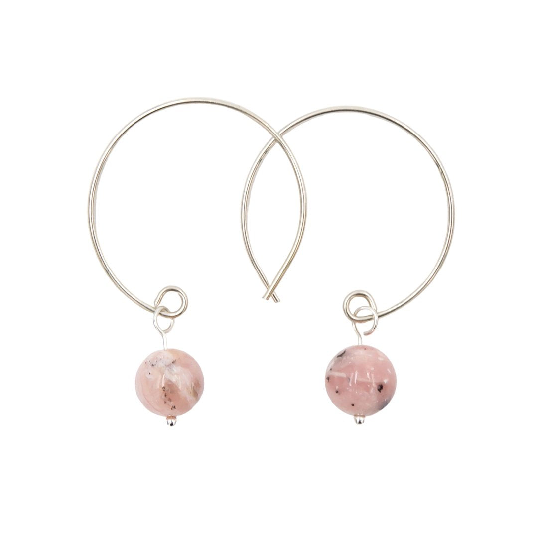 Earth Song Jewelry - Pink Peruvian Opal Hoop Argentium Sterling Silver Earrings