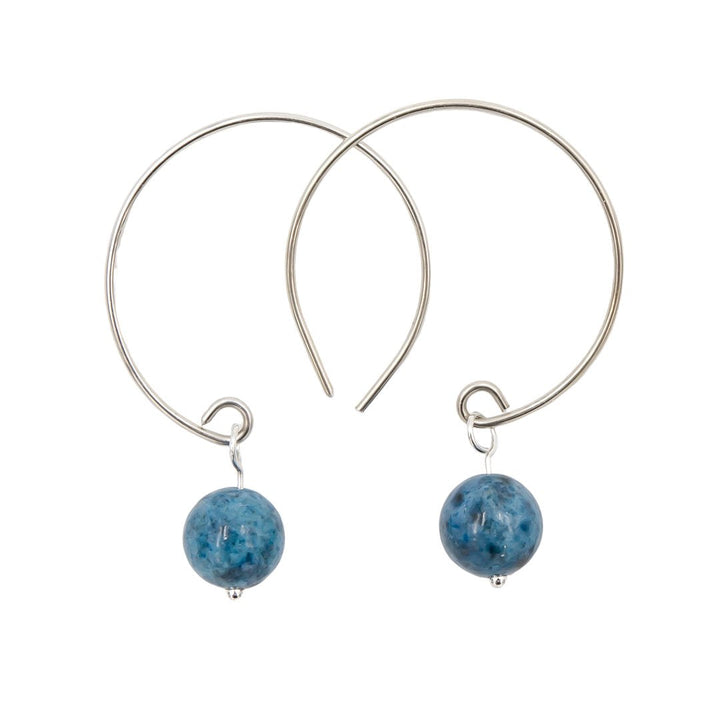 Earth Song Jewelry - Denim Lapis Hoop Curves Sterling Silver Handmade Earrings