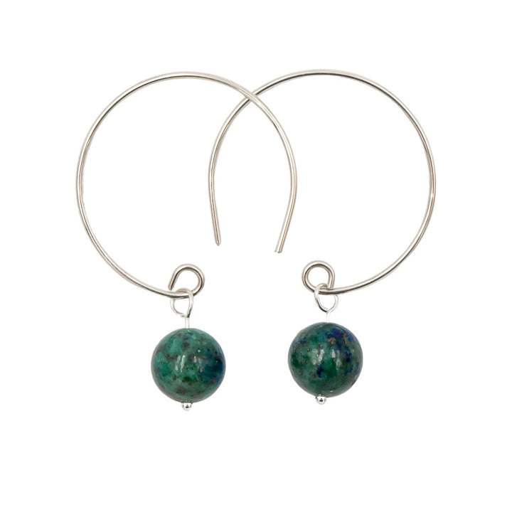 Earth Song Jewelry - Azurite Hoop Argentium Sterling Silver Earrings Handmade