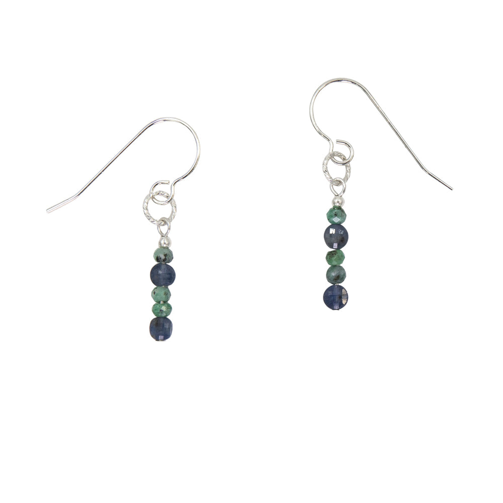 Earth Song Jewelry Sapphire & Emerald gemstone sterling silver earrings
