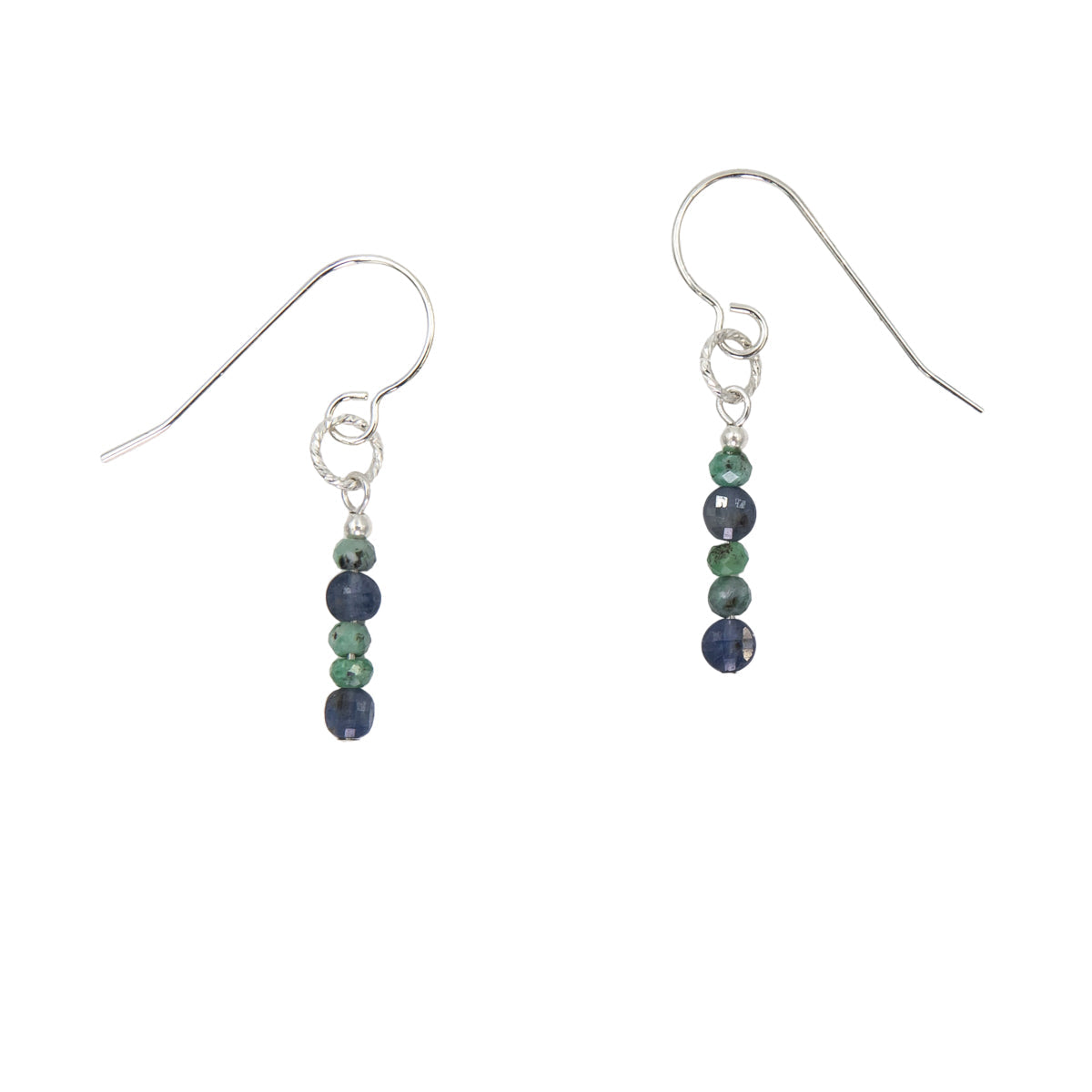 Earth Song Jewelry Sapphire & Emerald gemstone sterling silver earrings