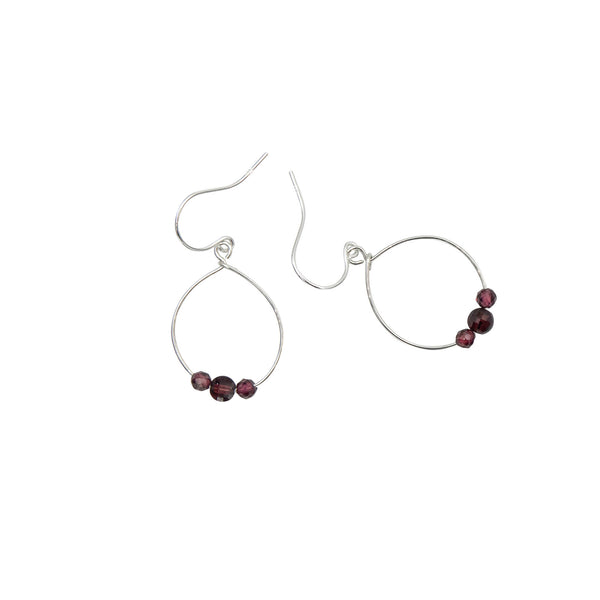 Sterling Silver Garnet Loops Earrings - Shop Online at Earth Song Jewelry