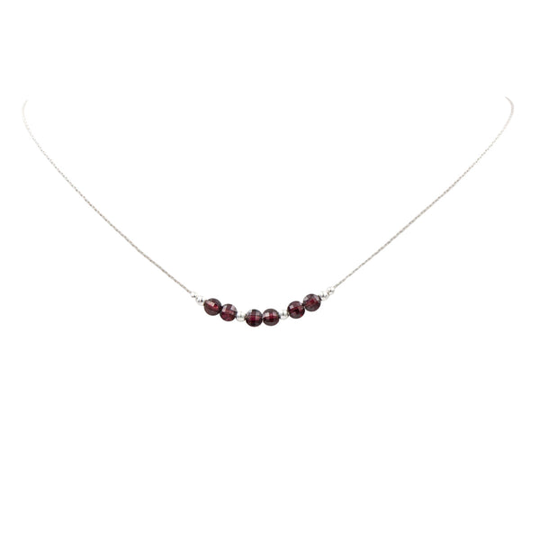Earth Song Jewelry ~ Petite Red Garnets with Silver Beads ~ Sterling Silver Handmade Necklace