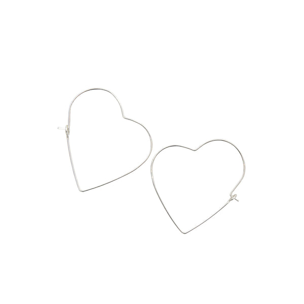 Earth Song Jewelry Handmade Sterling Silver Heart Hoops Earrings