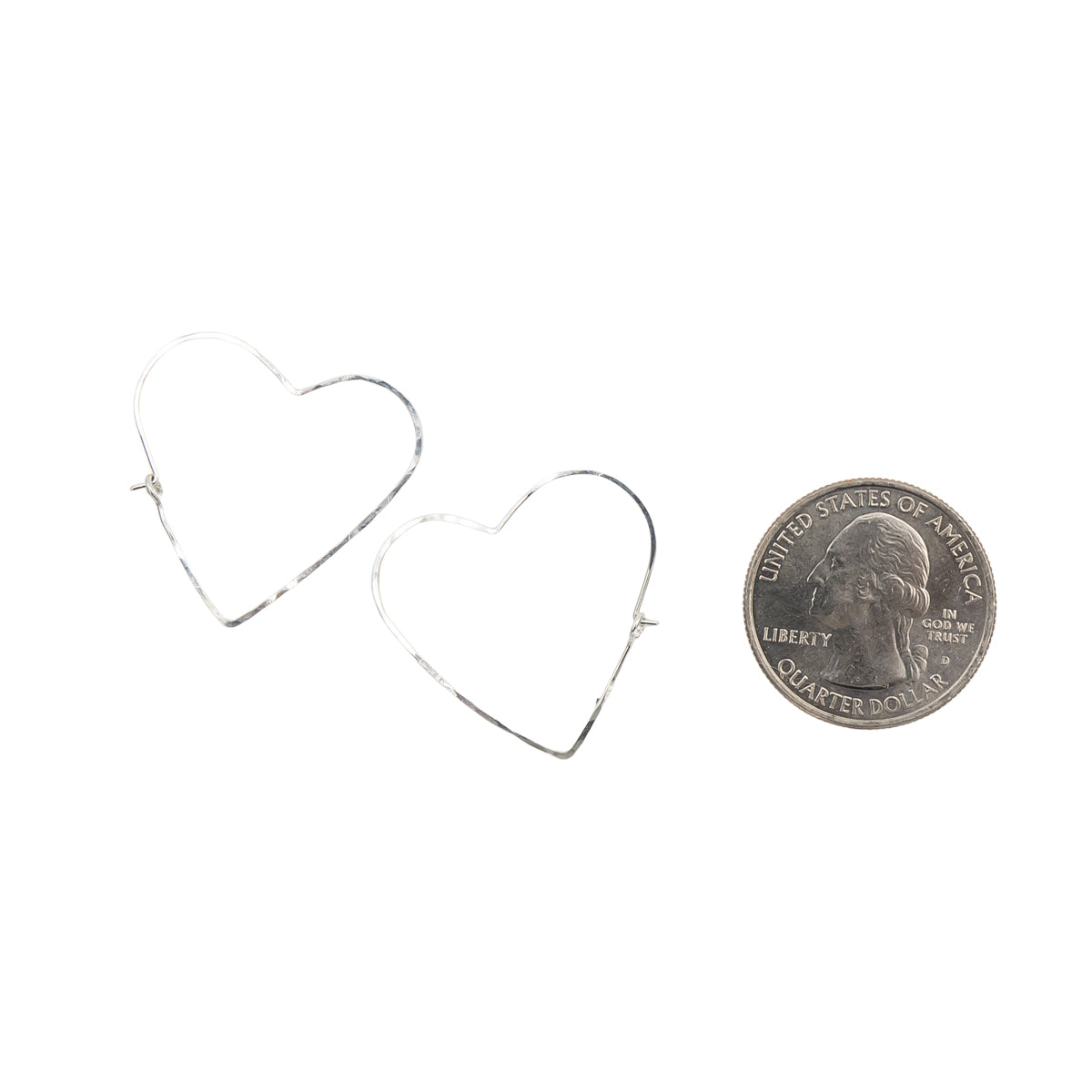 Earth Song Jewelry Handmade Sterling Silver Heart Hoops Earrings sizing context