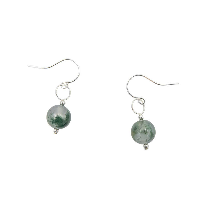 Handmade Petite Moss Agate Sterling Silver Natural Stone Earrings ~ Earth Song Jewelry