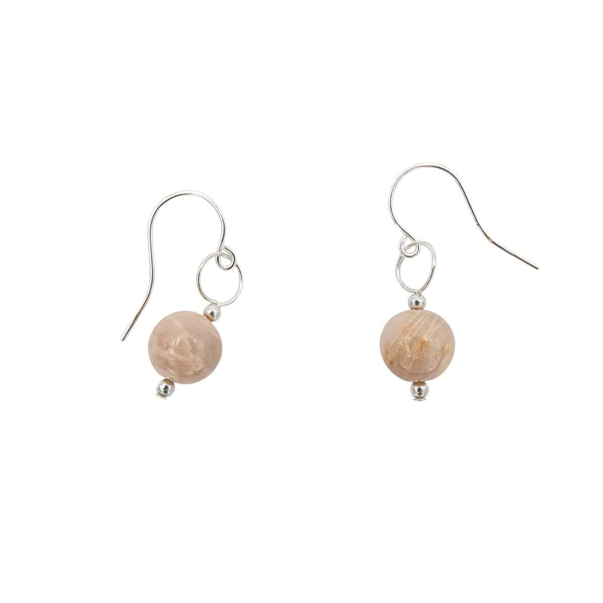 Handmade Petite Peach Moonstone Sterling Silver Natural Stone Earrings ~ Earth Song Jewelry