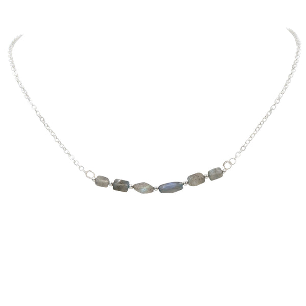 Blue Flash Labradorite Silver Necklace Handmade Natural Stone Earth Song Jewelry