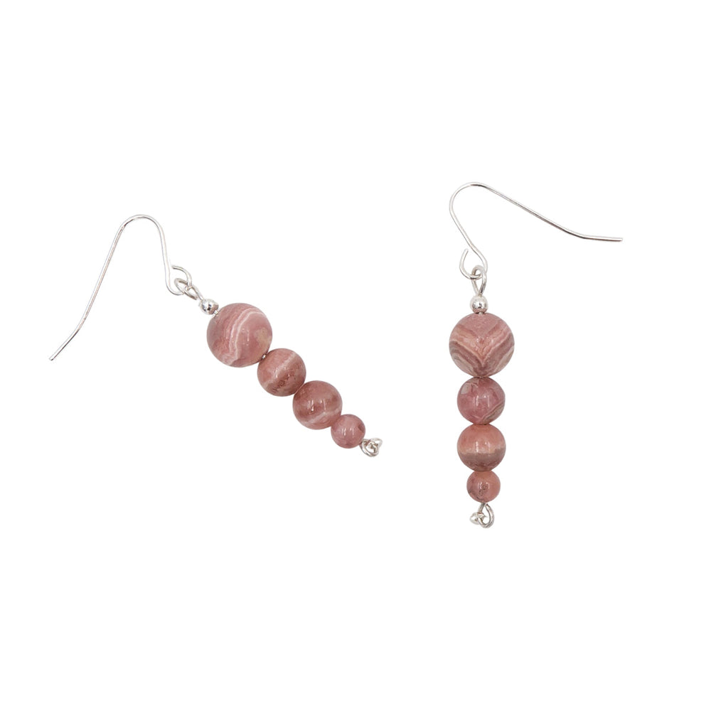 Earth Song Jewelry - Rhodochrosite Pendulum Sterling Silver Earrings Handmade for NY Fashion Week