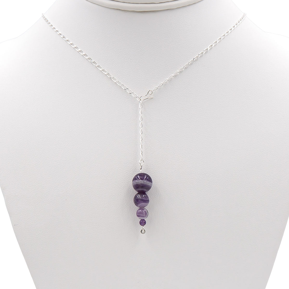 Earth Song Jewelry Handmade Amethyst Pendant Sterling Silver Lariat Necklace - Eco-Friendly Jewelry handmade in Colorado, USA