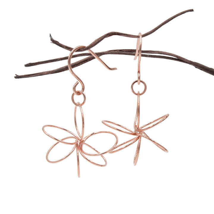 Earth Song Jewelry Brown Copper Freeform Dangle Drop Stars Earrings Artisan Handmade