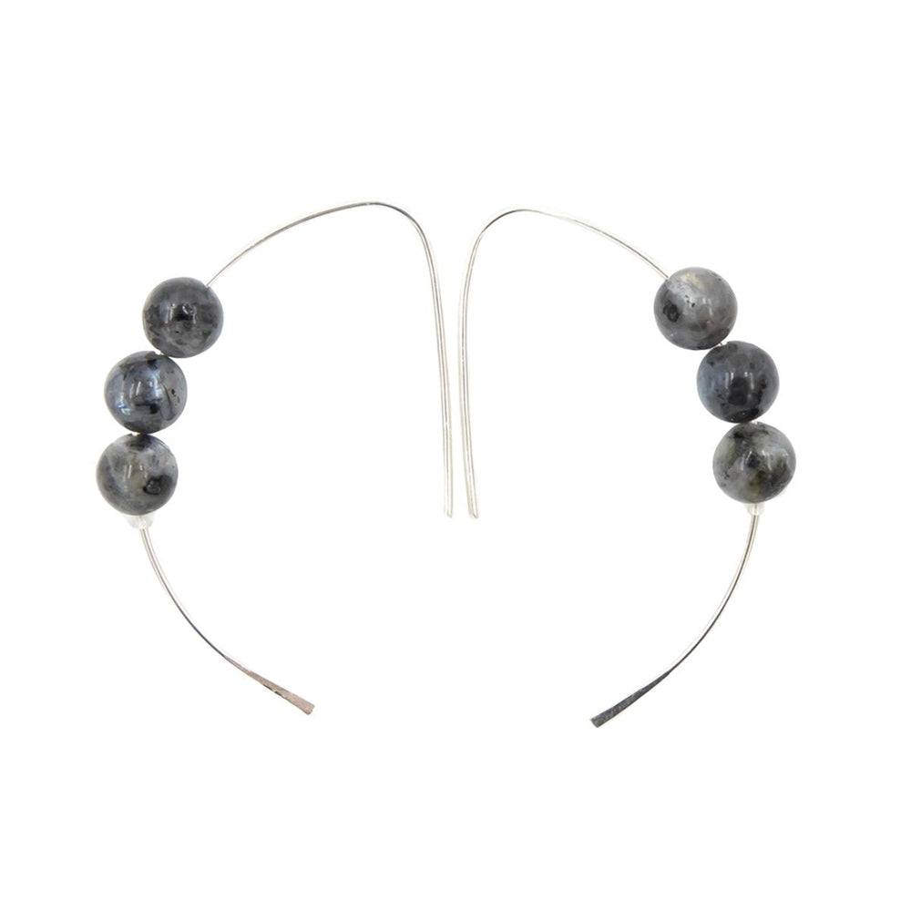 Earth Song Jewelry ~ Handmade larvikite sterling silver curves earrings