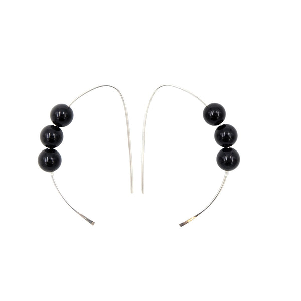 Earth Song Jewelry - Handmade onyx sterling silver curves earrings