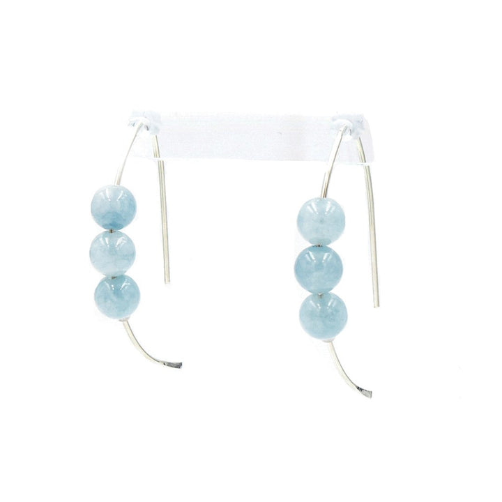 Earth Song Jewelry - Handmade aquamarine sterling silver curves earrings - hanging