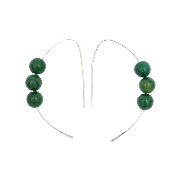 Earth Song Jewelry - Handmade green verdite sterling silver curves earrings