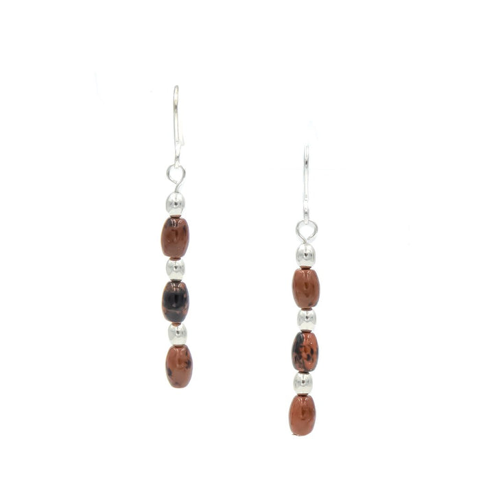 Earth Song Jewelry ~ Earrings with pattern of reddish-brown mahogany with black speckles. 