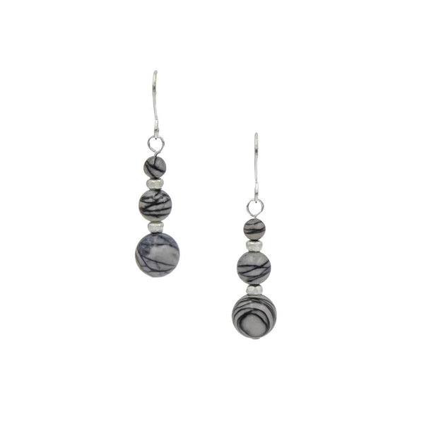 Earth Song Jewelry ~ Earrings accented with Sterling Silver plated Czech glass beads. 