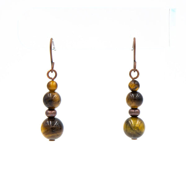 Earth Song Jewelry handmade Tigereye Copper earrings.