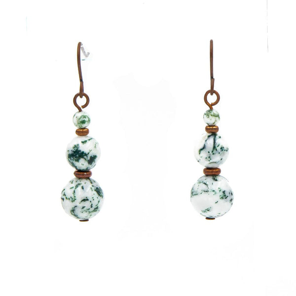 Earth Song Jewelry handmade Snowy Tree Tops - Tree Agate earrings. 