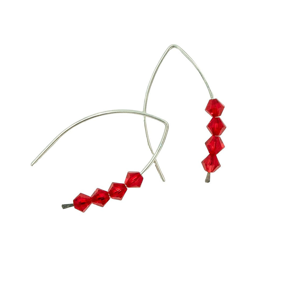Earth Song Jewelry handmade Sparkling Ruby Red Silver Earrings. Made with tarnish resistant Argentium sterling silver.