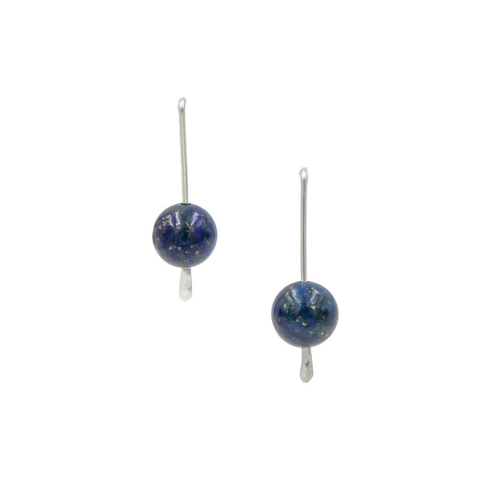 Earth Song Jewelry handmade Lapis Lazuli Hammered Silver Sticks earrings. 2
