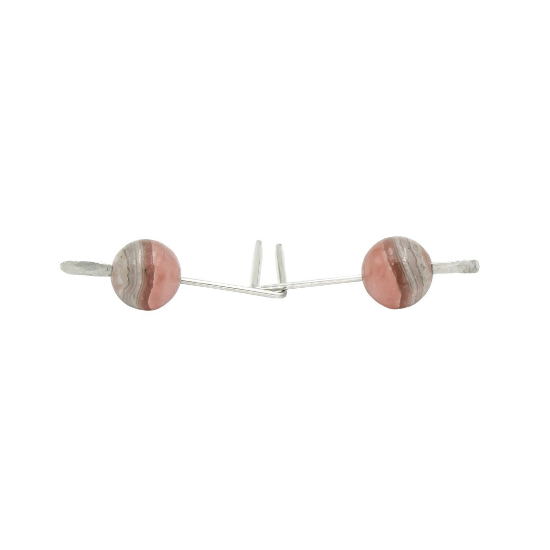 Earth Song Jewelry - Handmade Rhodochrosite Hammered Silver Sticks Argentium Sterling Silver Earrings