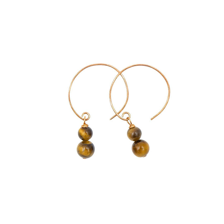 Earth Song Jewelry handmade Stacked Tigereye Hoop Curves Copper earrings.