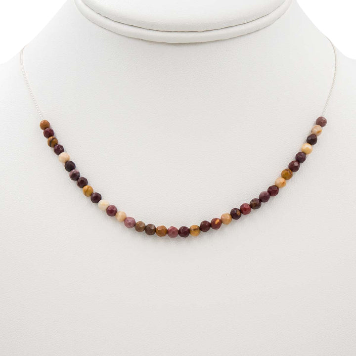 Earth Song Jewelry Handmade Sterling Silver Natural Mookaite Stone Necklace on bust display
