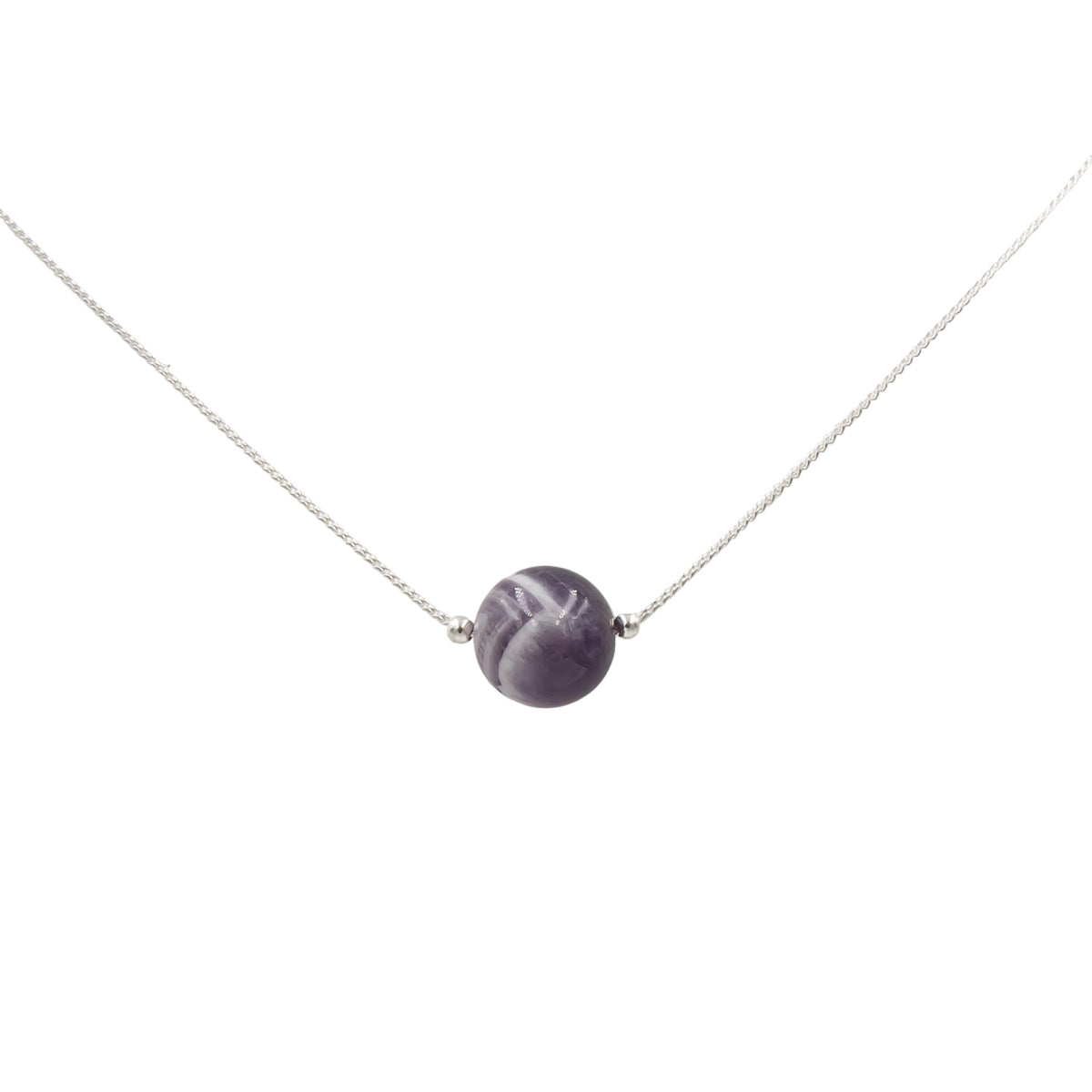 Handmade Amethyst solitaire sterling silver necklace by Earth Song Jewelry