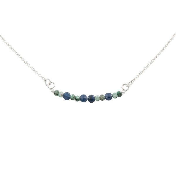 Earth Song Jewelry Sapphires & Emeralds ~ September and May Birthstones! ~ Sterling Silver Necklace
