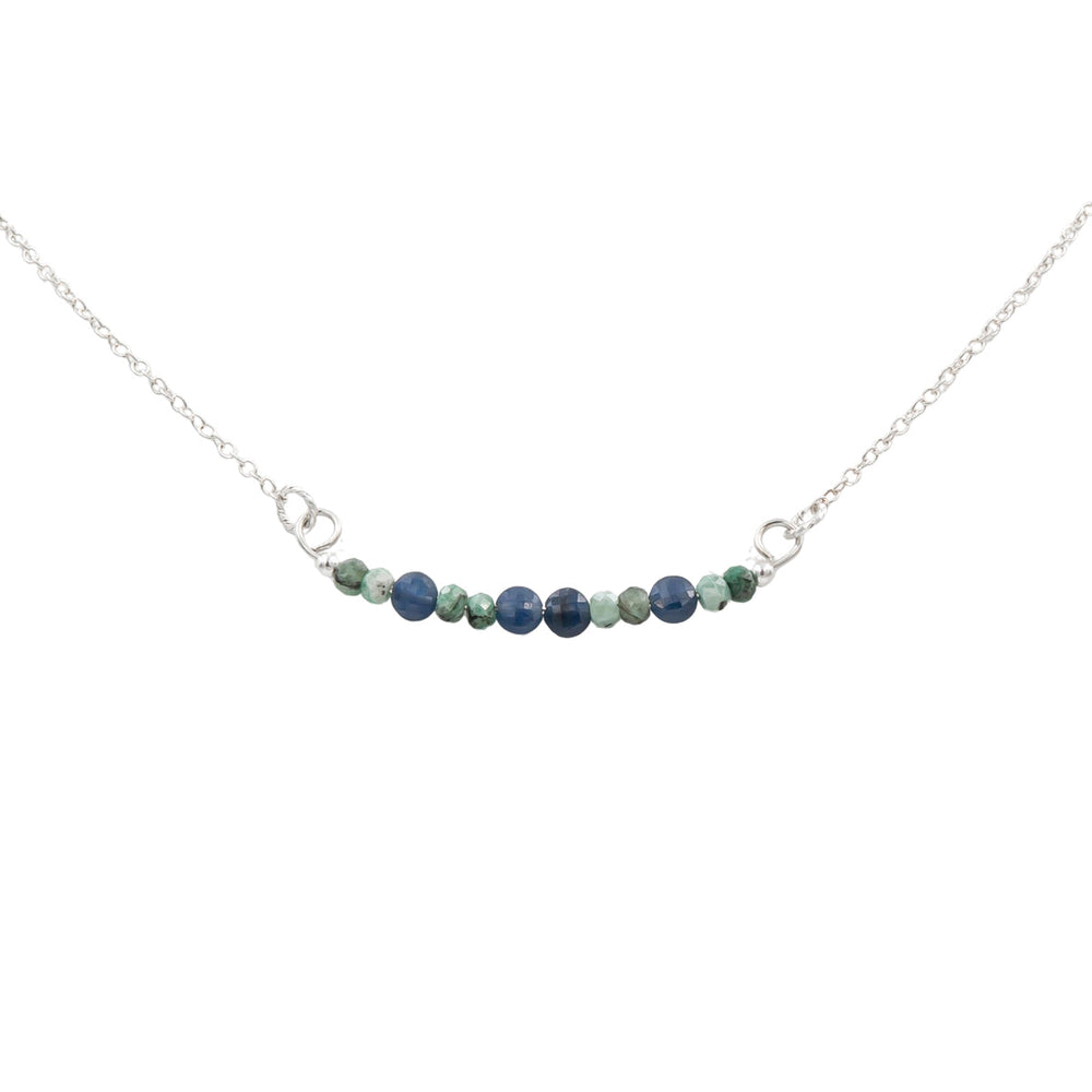 Earth Song Jewelry Sapphires & Emeralds ~ September and May Birthstones! ~ Sterling Silver Necklace