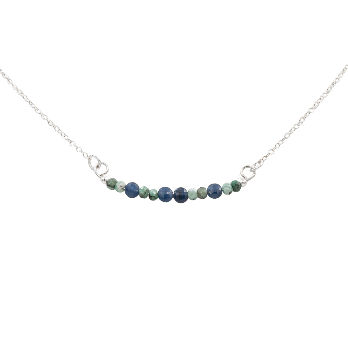 Earth Song Jewelry Sapphires &amp; Emeralds ~ September and May Birthstones! ~ Sterling Silver Necklace