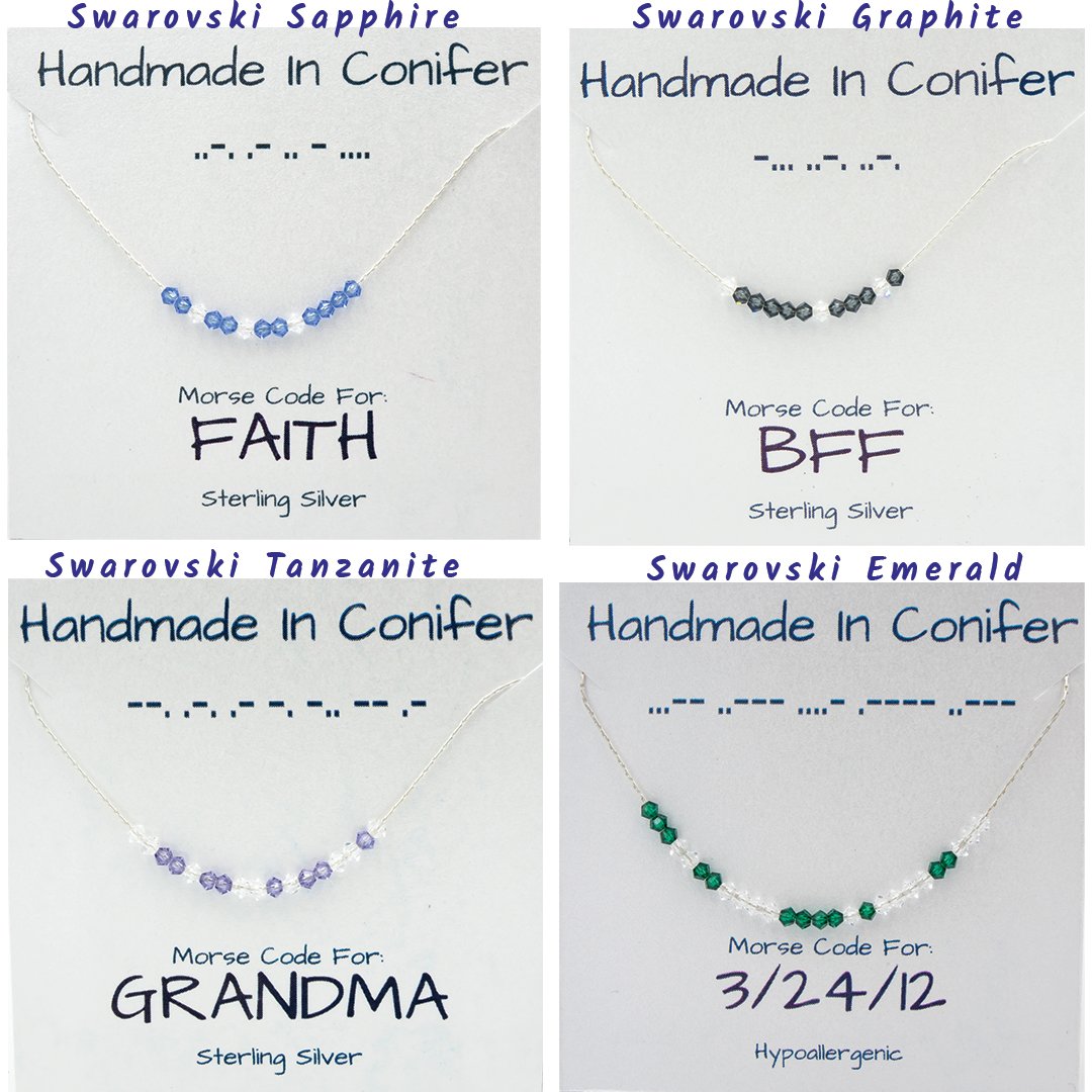 Custom Morse Code Swarovski Crystal Silver Necklace Shop Online
