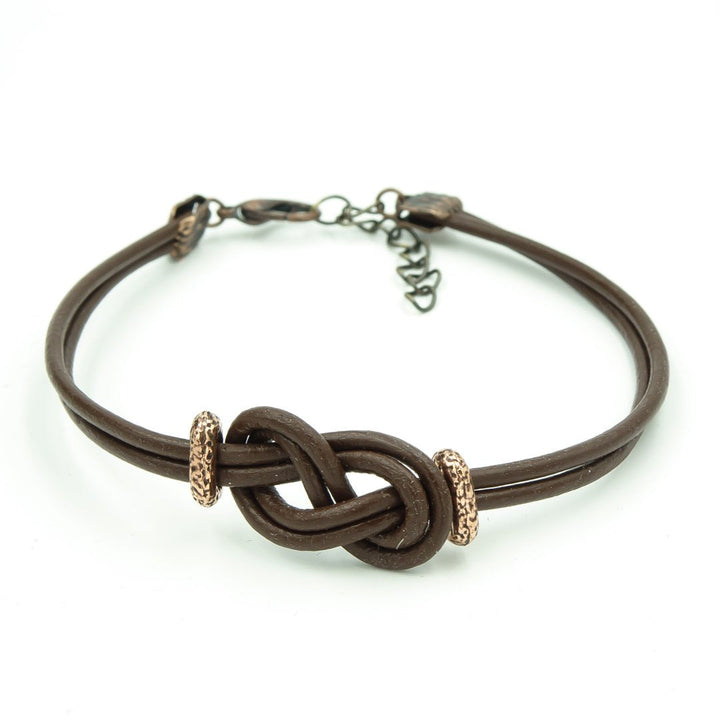 Earth Song Jewelry ~ Men's Brown Greek Leather Infinity Knot Bracelet -Perfect Gift For Dad